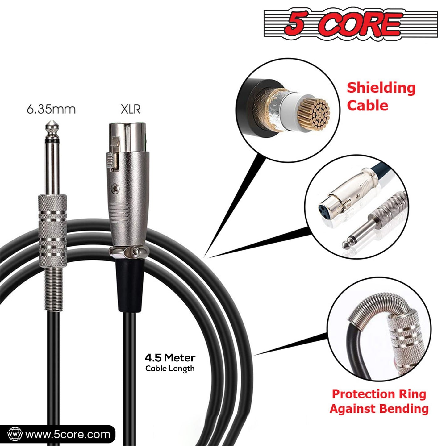 5 Core Professional Dynamic Vocal Microphone Neodymium Cardioid Unidirectional Handheld Mic For Speakers, Karaoke W/Steel Mesh G