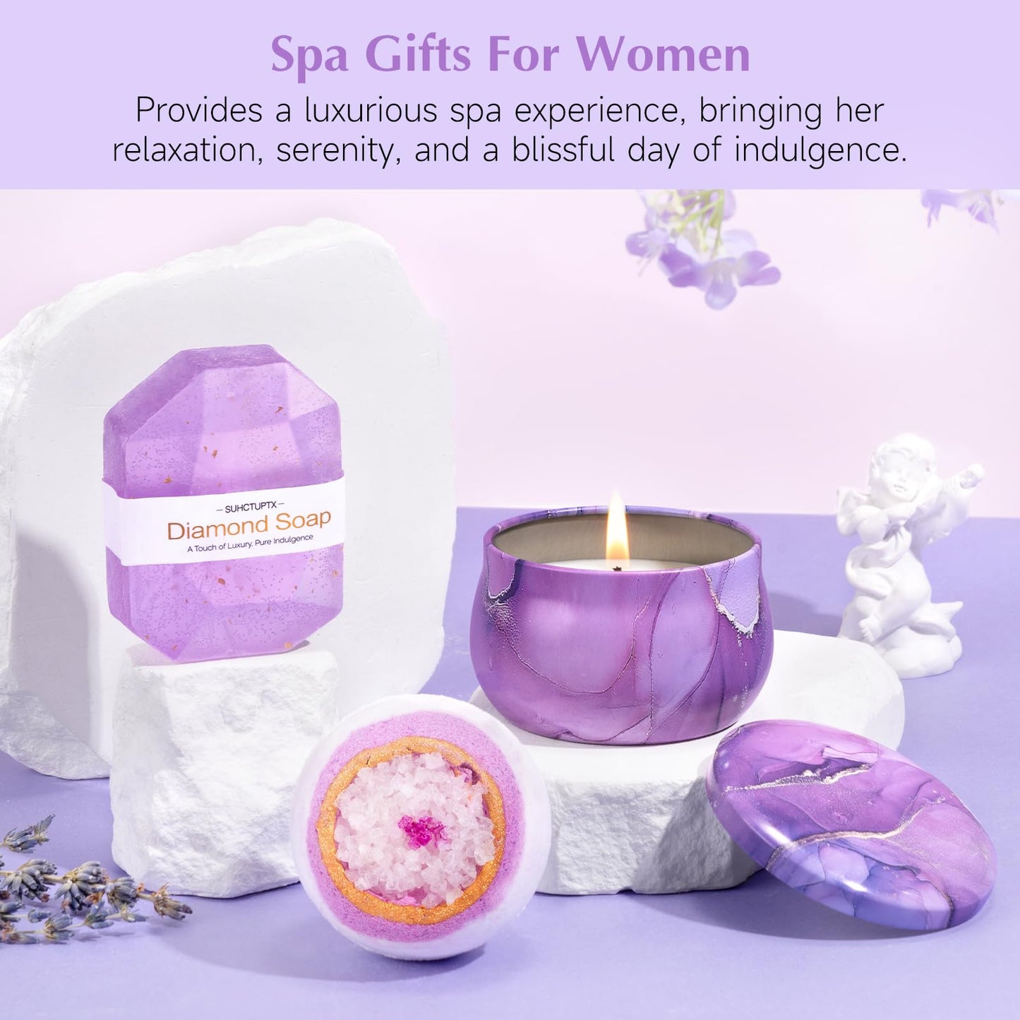 Birthday Gifts for Women, Unique Self Care Gifts Get Well Soon Basket, Christmas Relaxing Spa Gift Care Package w/ Flannel Blanket 40 oz Tumbler, Mothers Day Gifts for Mom Her Sister Friend