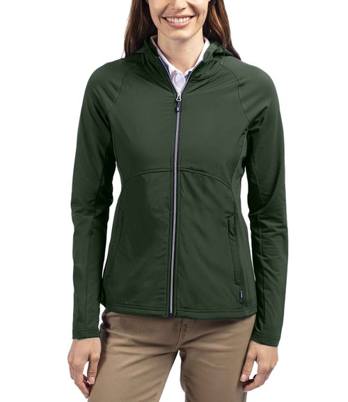 Cutter & Buck Womens Adapt Eco Knit Hybrid Recycled Full Zip Jacket Windbreaker, Hunter, X-Large US