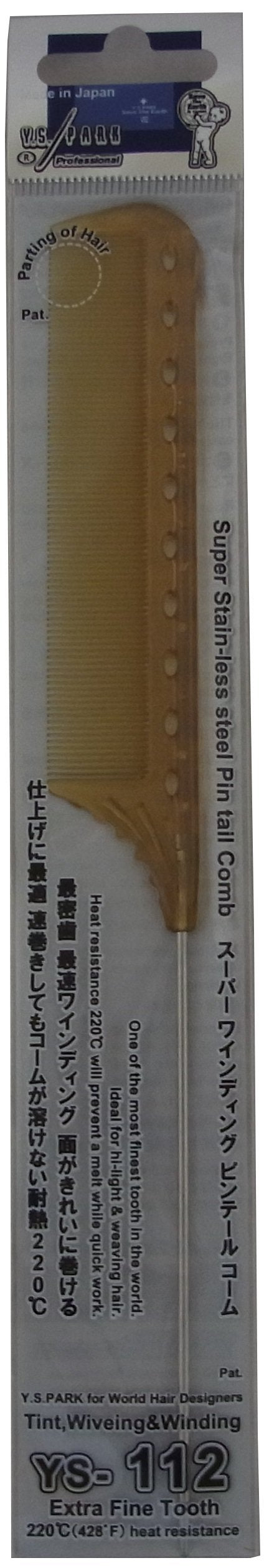 YS Park 112 Super Stain-less Steel Thin Pin Tint Comb - Camel
