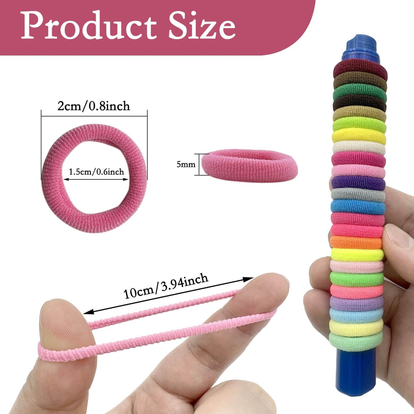 288 Pcs Toddler Hair Ties, Soft Seamless Cotton Hair Ties, Multicolor Small Hair Bands for Little Girls and Kids, Elastic Hair A
