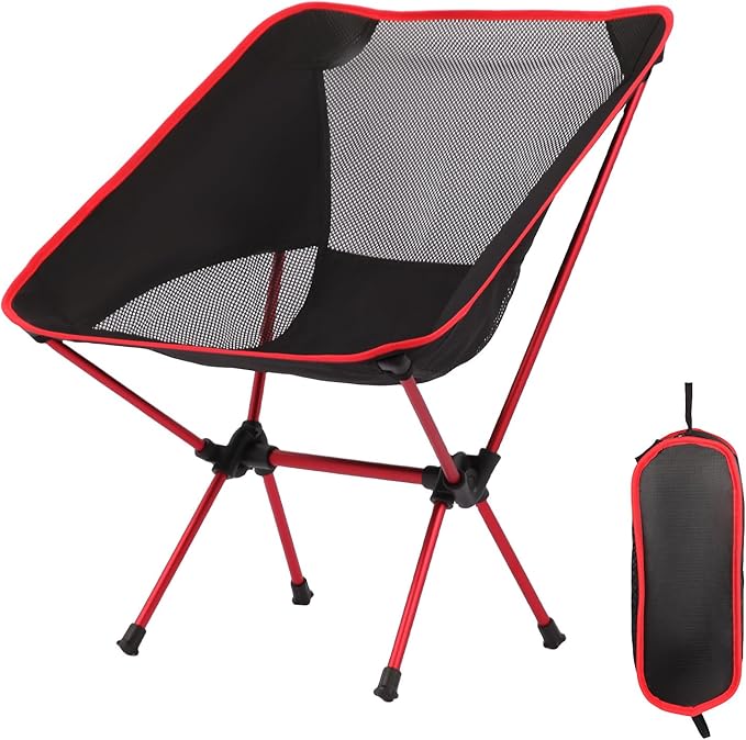 Veathzet Ultralight Camping Chair, Foldable Portable Camping Chair with Breathable Nylon Mesh, Compact Design & Carry Bag ...