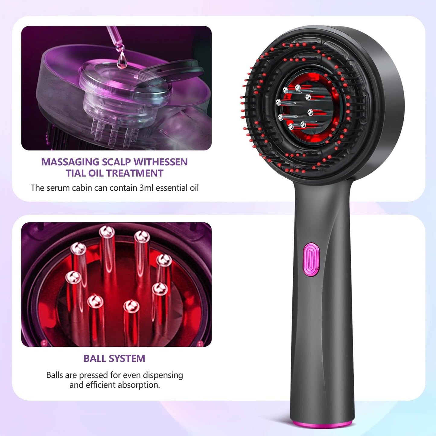 THSTPA 3 in 1 Hair Oil Applicator,Head Massager Scalp,Hair Oil Applicator Scalp Massager,Electric Scalp Massager Brush,ipx7 Wate