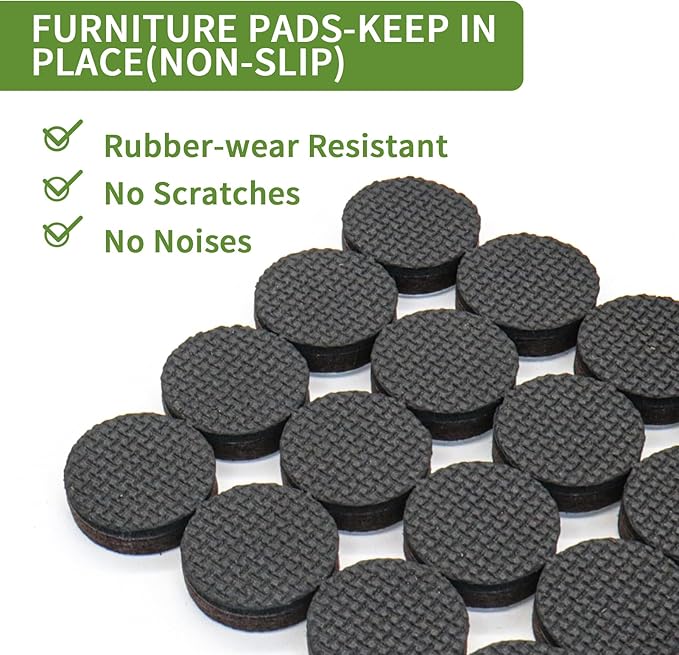 COVERCORNER Non Slip Furniture Pads 48 PCS - 32 pcs 1” Round + 16 pcs 2" Square - Anti Slip Furniture Pads - Self Adhesive Rubber Feet Furniture Feet - Chair Leg Floor Protectors
