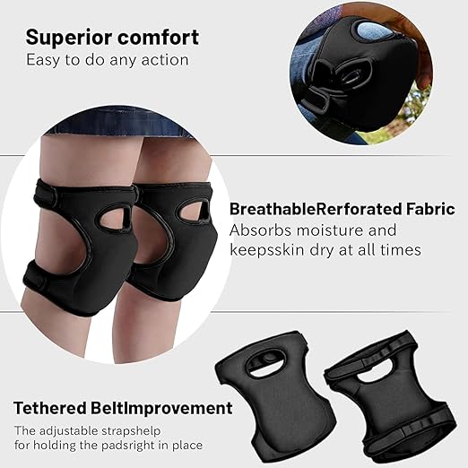 Knee Pads for Gardening - 1.5+1.5cm Dual-Layer Gel-Foam, Non-Slip, Waterproof & Breathable for Joint Support | Heavy Duty Kneeling Pads for Weeding, Floor Scrubbing, Tile Work (Black)