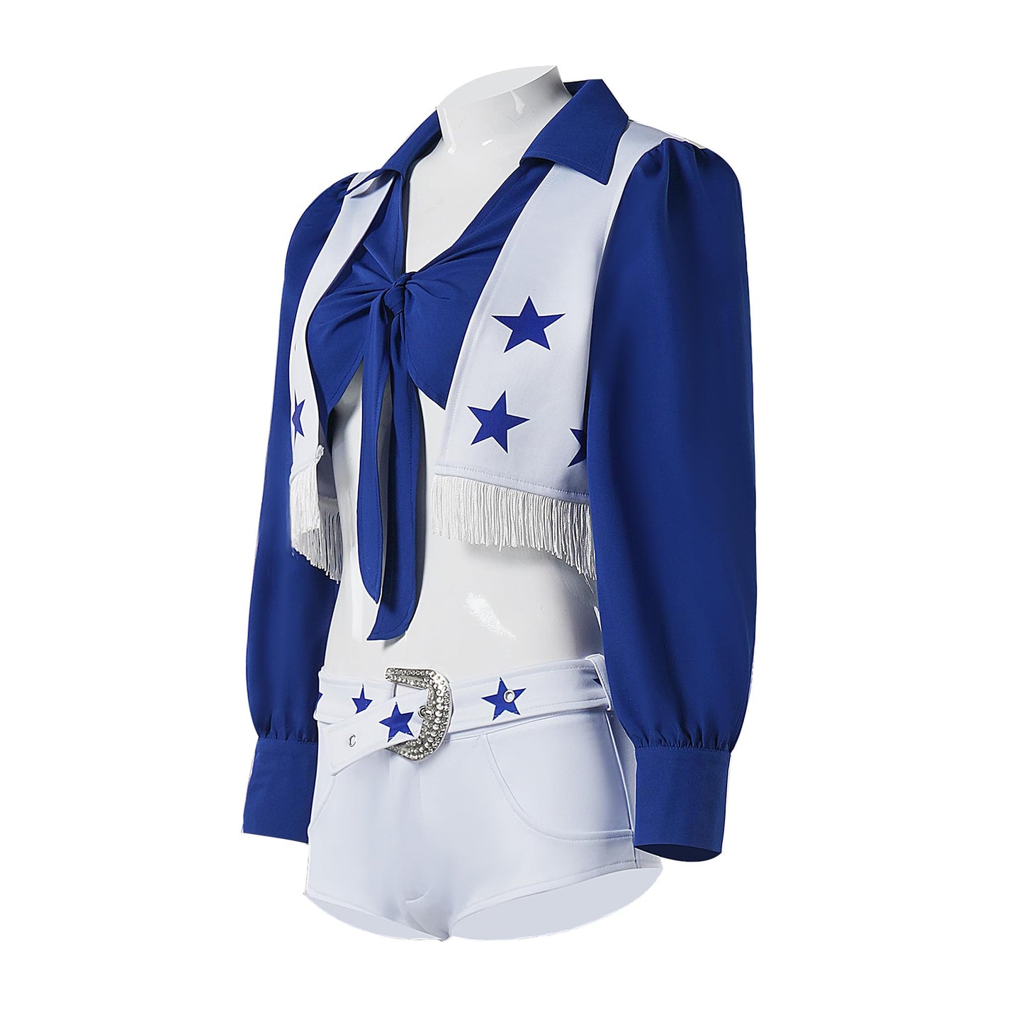 Yolata Adult Star Cowboy Cheerleader Costume Women High School Cheerleading Uniform Two Piece Set (Blue, L), Large