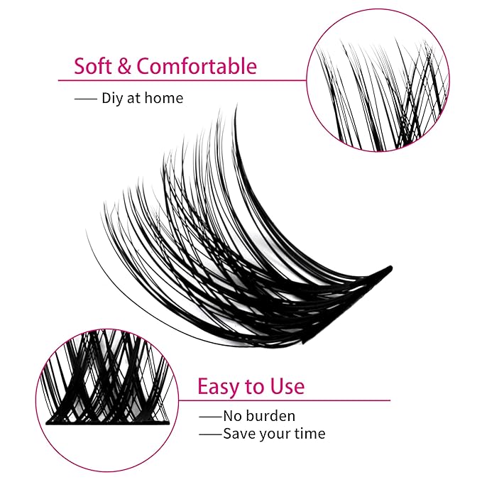 FADLASH Lash Clusters Individual Lashes 12-18mm Large Tray Cluster Lashes D Curl Mixed Length Eyelash Clusters Reusable DIY Lash Extensions (F2-07D-12-18mm)