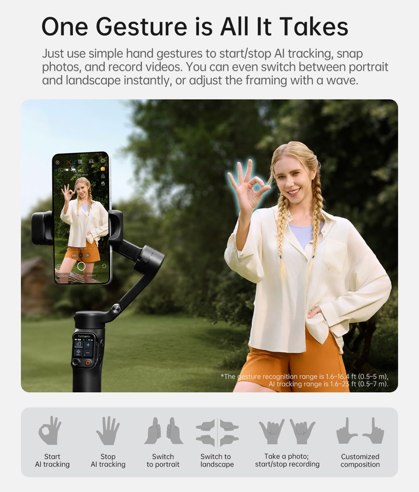 Hohem Isteady V3 Ultra Gimbal Stabilizer For Iphone,Phone Gimbal With Ai Tracking & Fill Light,Built-In Extendable Rod & Tripod,