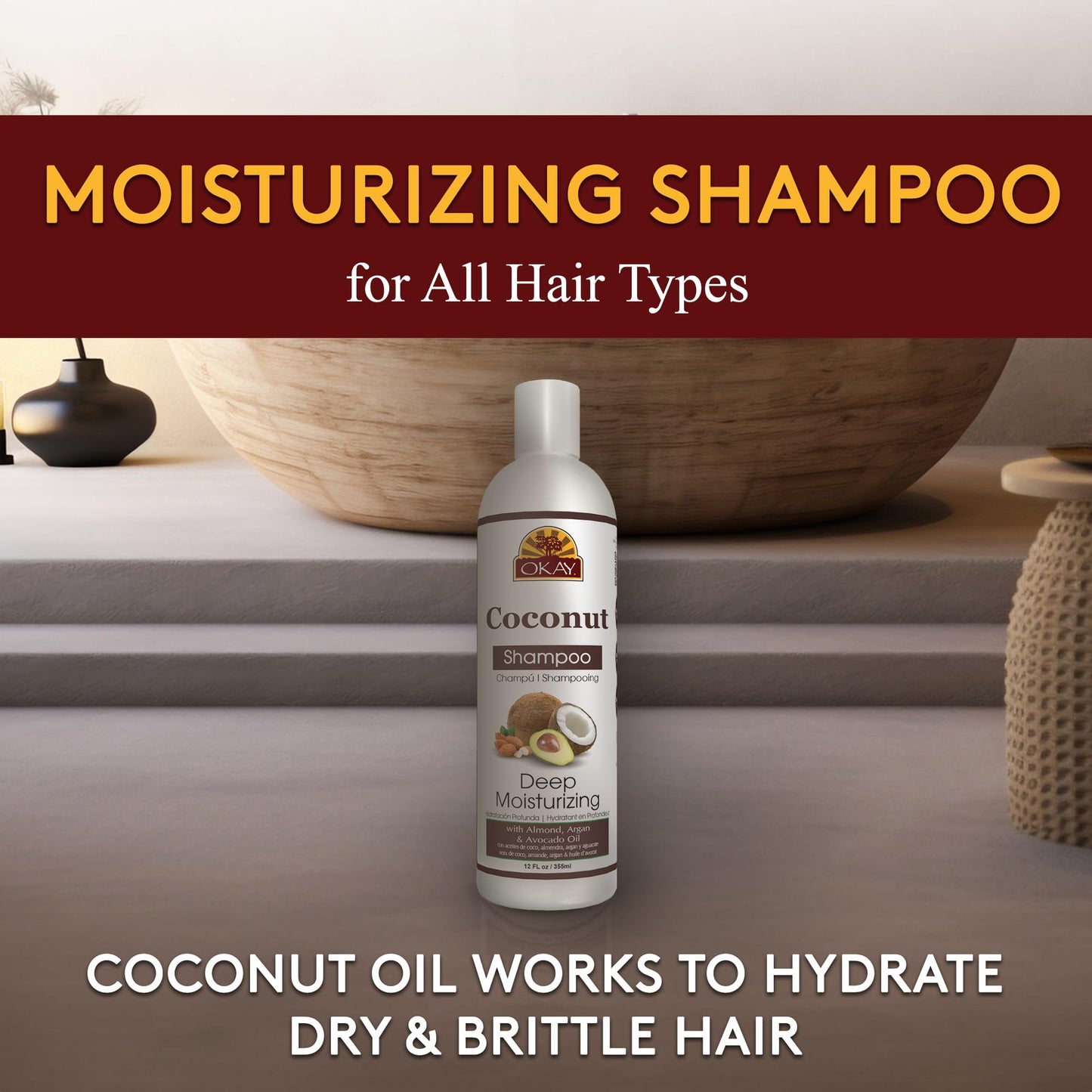 OKAY COCONUT OIL DEEP MOISTURIZING SHAMPOO 12oz / 355ml
