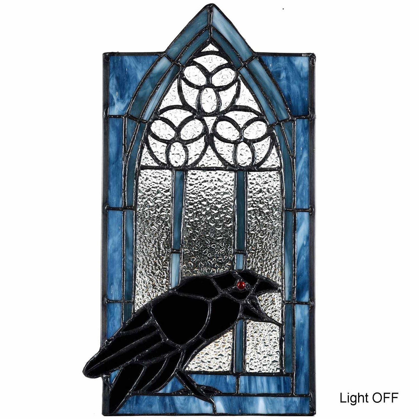 Bieye L10955 Raven Calling Outside The Gothic Window Tiffany Style Stained Glass Wall Sconces Night Light for Home Decor
