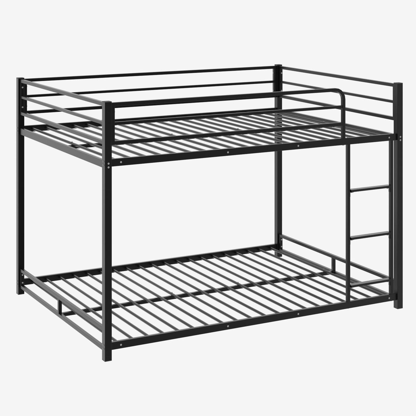 JOYMOR Metal Bunk Bed Full Over Full, Twin Size Bed Frame for Boys Girls, Junior, Low Profile Bunk, Space Saving Design, Mattress Not Included (Black)