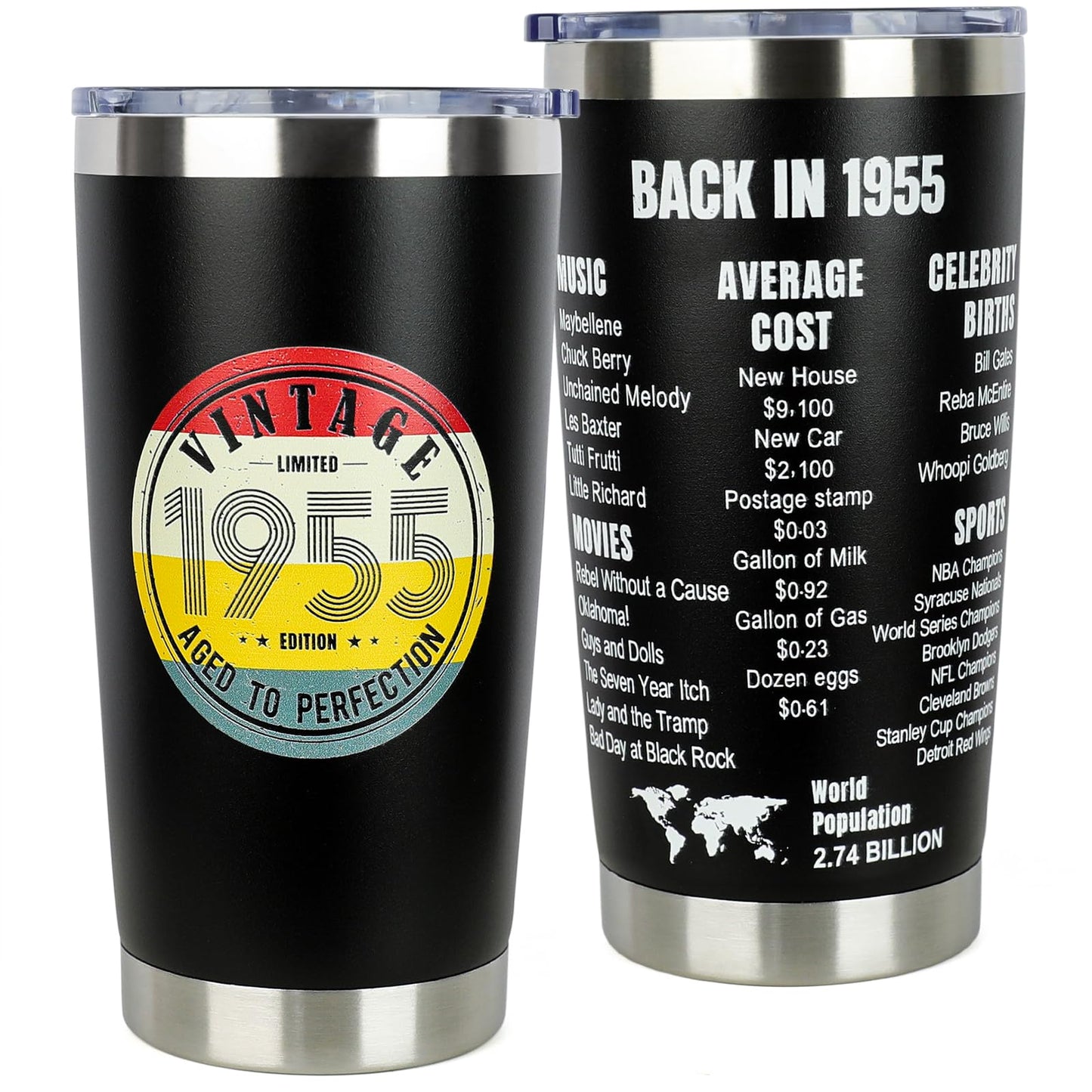 DECZHIYU 70th Birthday Gifts for Women Men - 1955 70th Birthday Decorations Gifts Ideas for Her Him - 70 Year Old Birthday Gift for Men Women Turning 70 Gift Ideas - 20oz Stainless Steel Tumbler