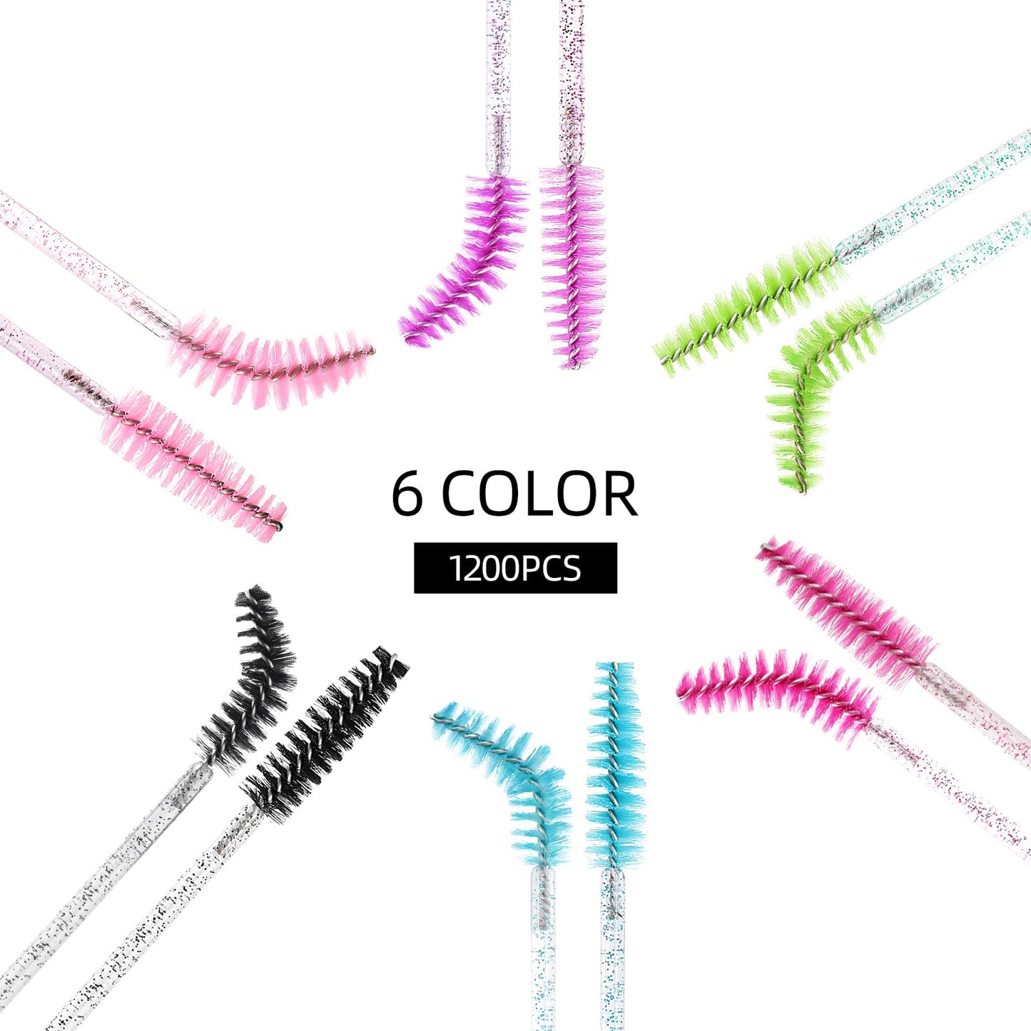 Tbestmax 1200 Disposable Eyelash Brush Crystal Eyebrow Spoolies Mascara Wands Makeup Brushes Applicators Kits for Eyelash Extens