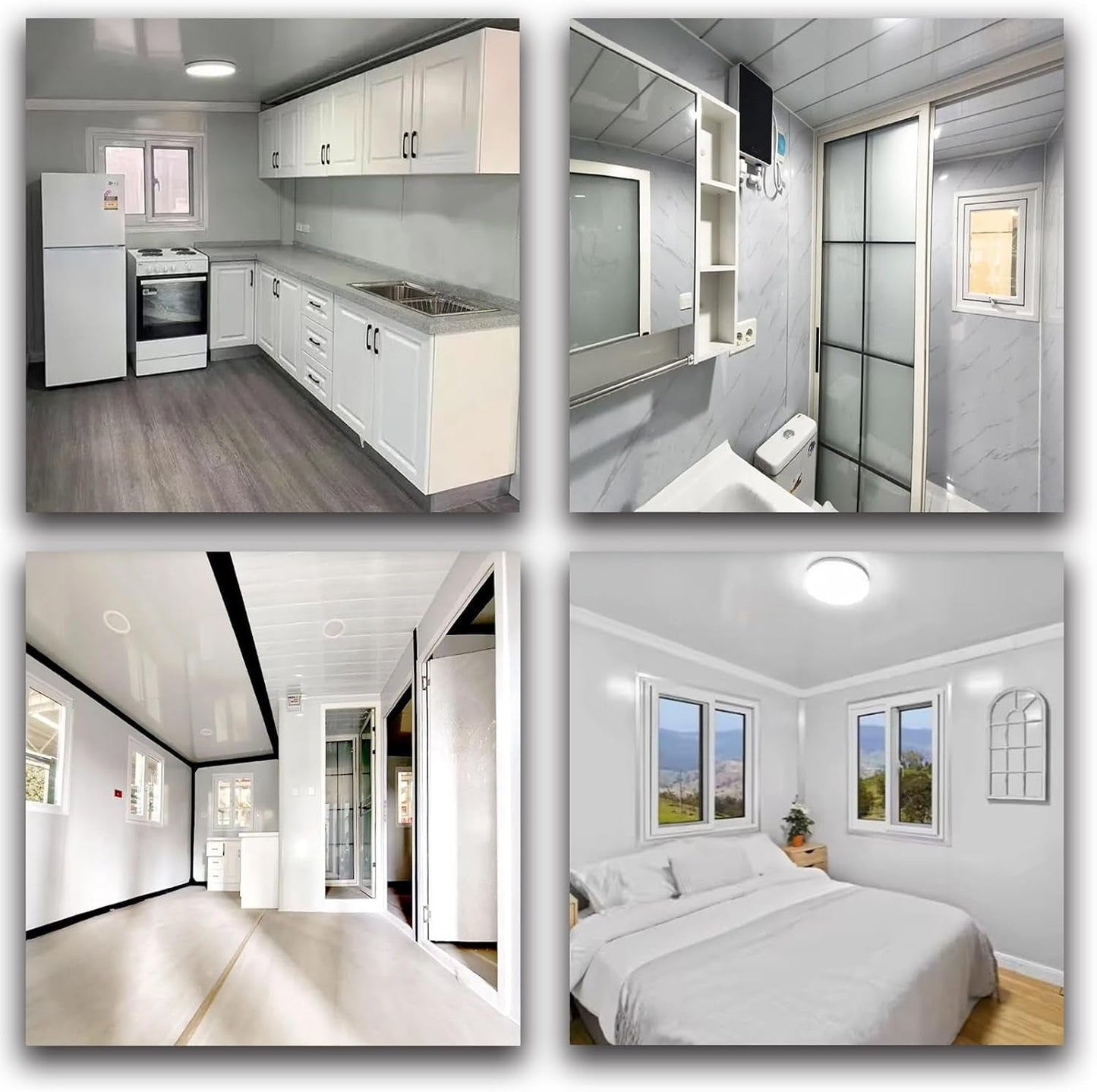 Prefab Tiny Home for Sale, Modern 20Ft &40Ft Expandable Container Tiny House to Live in for Adults Prefabricated Mobile Houses with 2-4 Bedrooms & Full Bathroom Kitchen Modular Home for Guest Homes