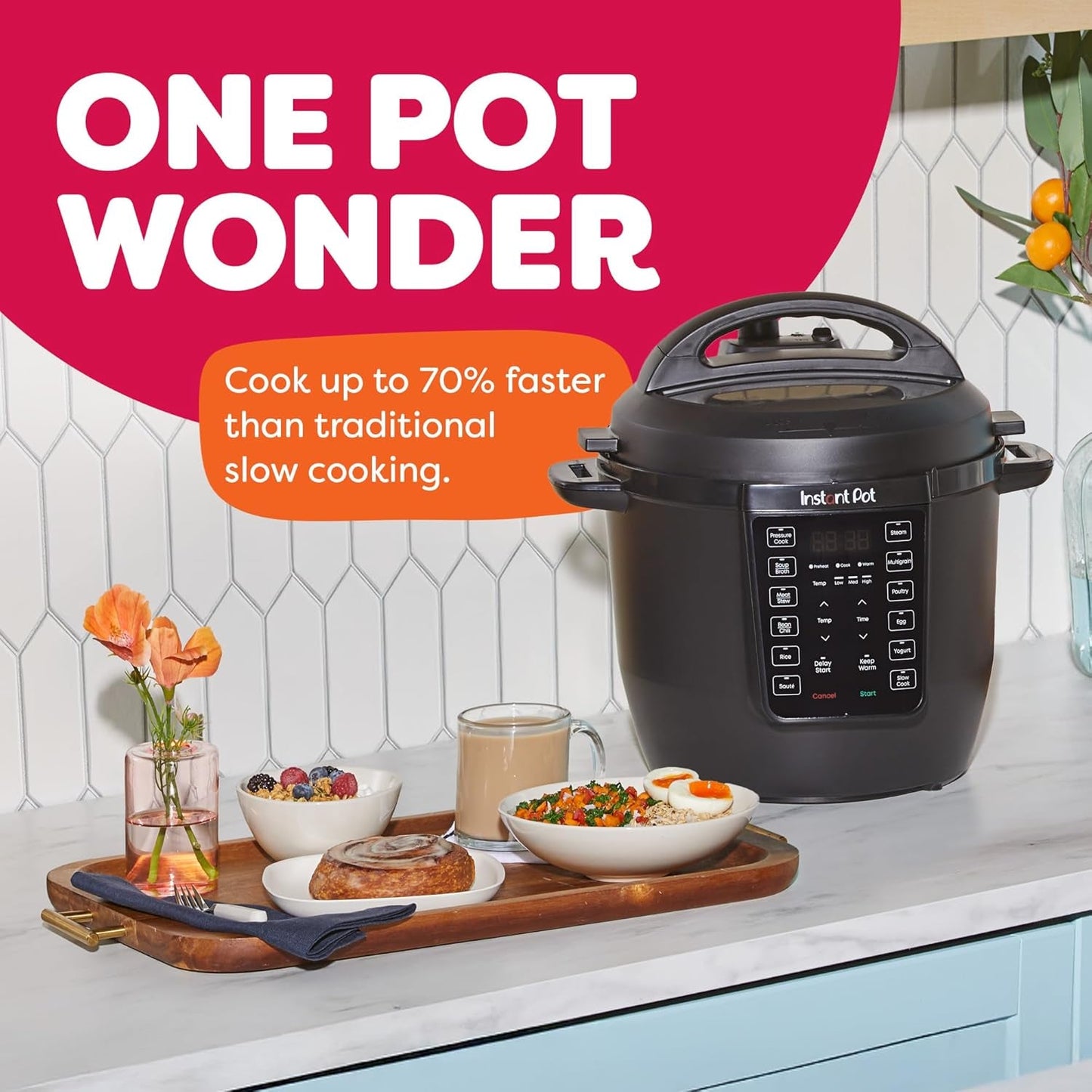 6QT RIO 7-In-1 Multi-Cooker, Pressure Cooker, Slow Cook, Sauté, Steam, Rice Maker, Yogurt, & Warmer, Black, 6 Quarts