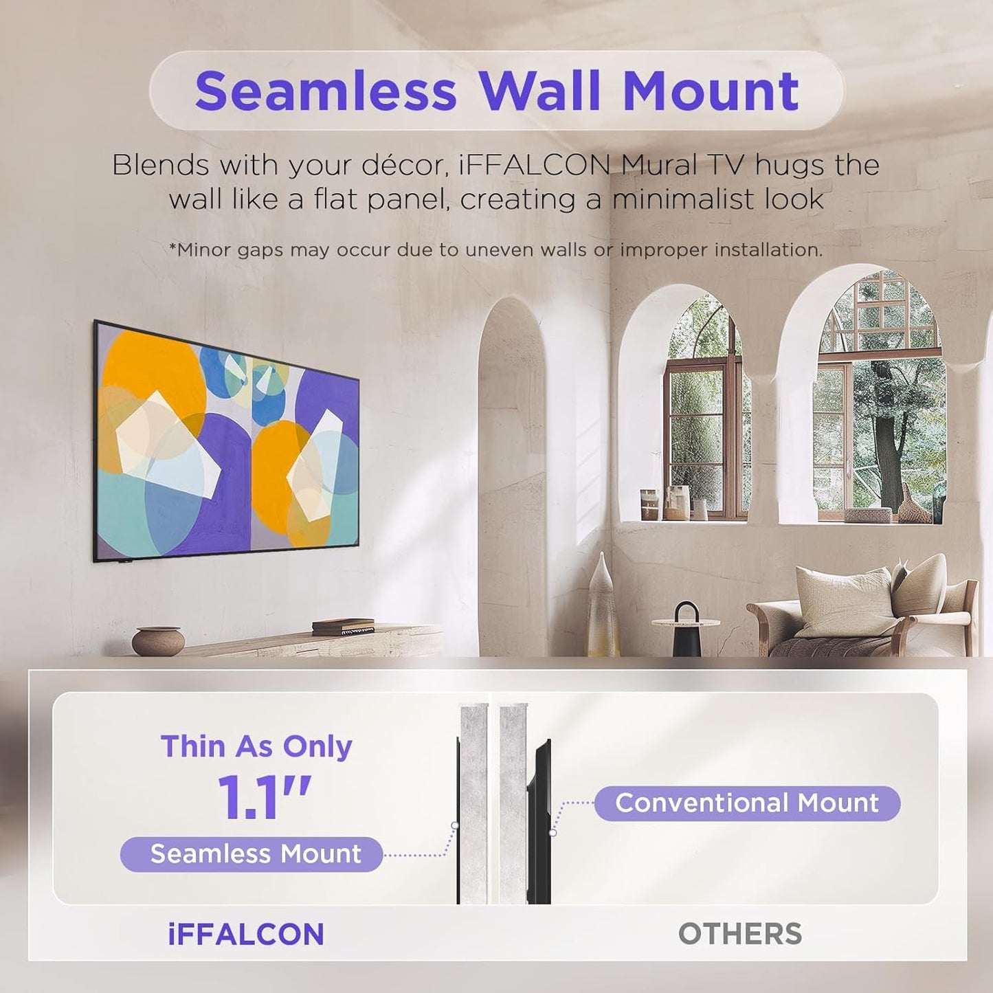 55-Inch Class QLED 4K Smart TV, Ultra-Slim Picture Frame TV, 144Hz, HDR, Art Mode W/Ai Art, Wide Color Gamut, Dolby Vision IQ, Dolby Atmos, Google Assistant Voice Remote(55F75, 2025 Model)