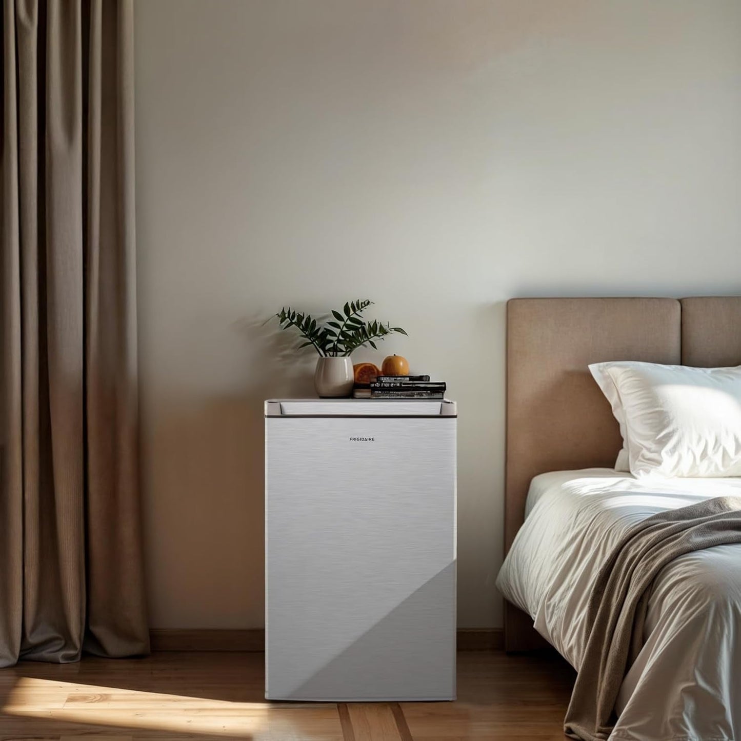Mini Refrigerator, Compact Freezer Compartment, Adjustable Thermostat Control, Reversible Door, Contemporary Series, 4.5 Cu Ft, Platinum