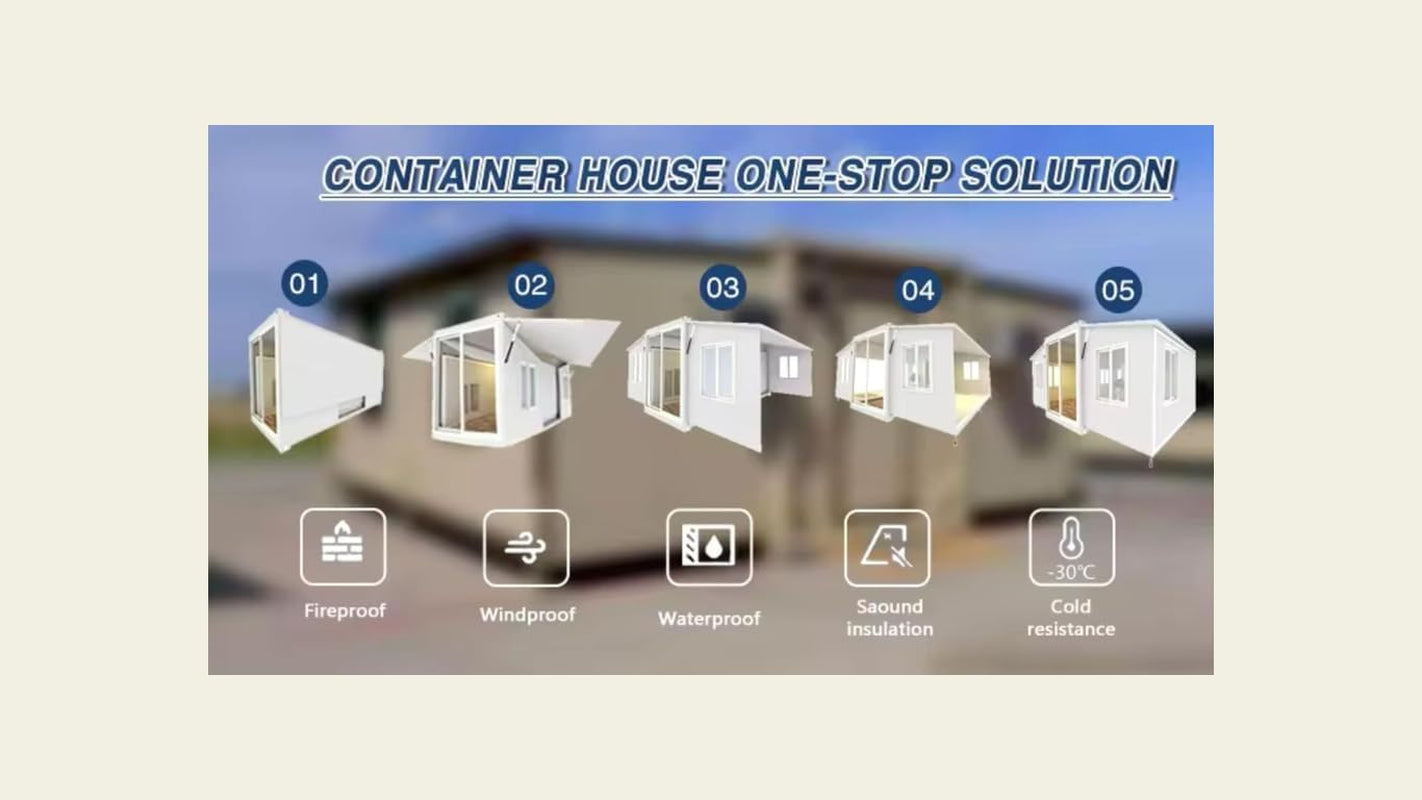 SEQ 20FT by 20Ft Tiny House to Live In, Portable Container Prefab House with 3 Bedrooms,1 Fully Equipped Bathroom, and Kitchen. 4 in 1 Foldable, Movable, Expandible,Weather-Resistant 30 Years Life