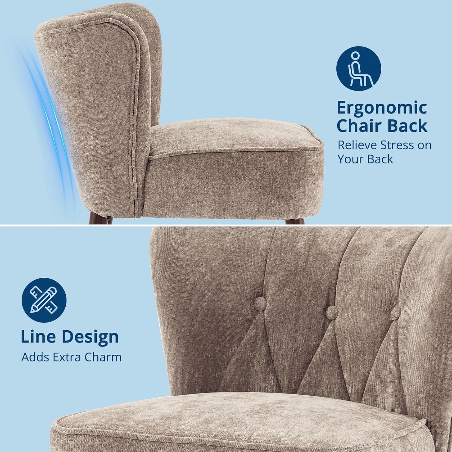 Accent Chairs for Living Room, Mid-Century Wooden Fabric Living Room Chairs, Side Chairs for Living Room, Bedroom, Reading Nook