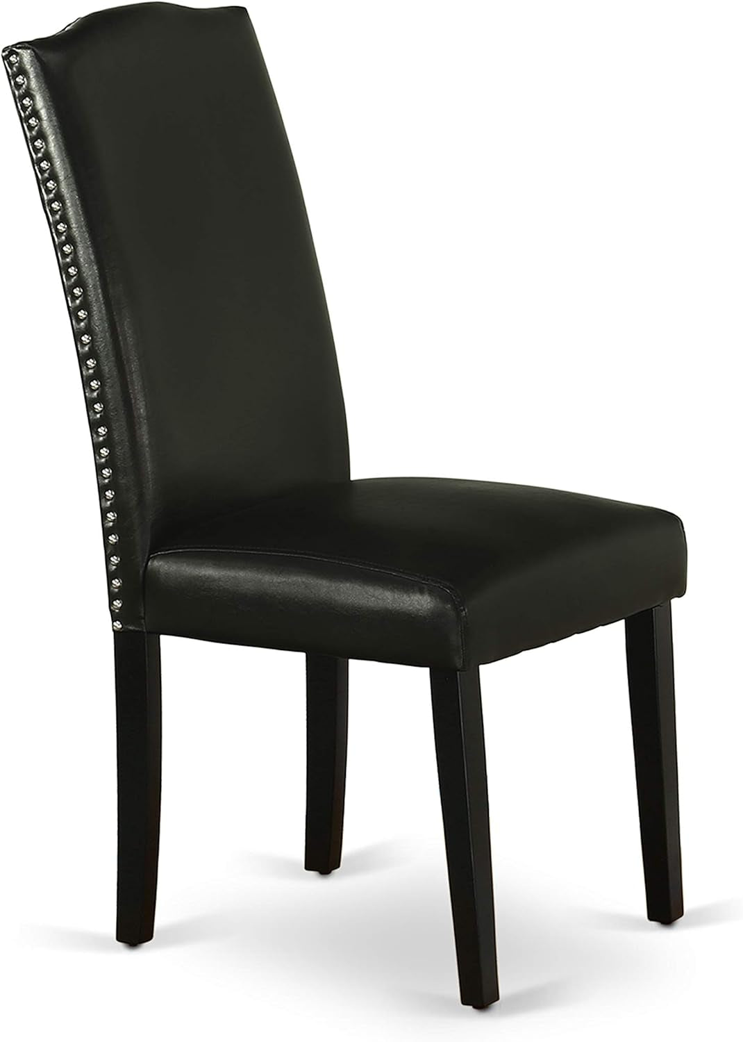 DUEN7-BLK-69 7 Piece Dining Table Set Consist of a Rectangle Kitchen Table and 6 Black Faux Leather Parson Dining Chairs, 36X60 Inch, Black