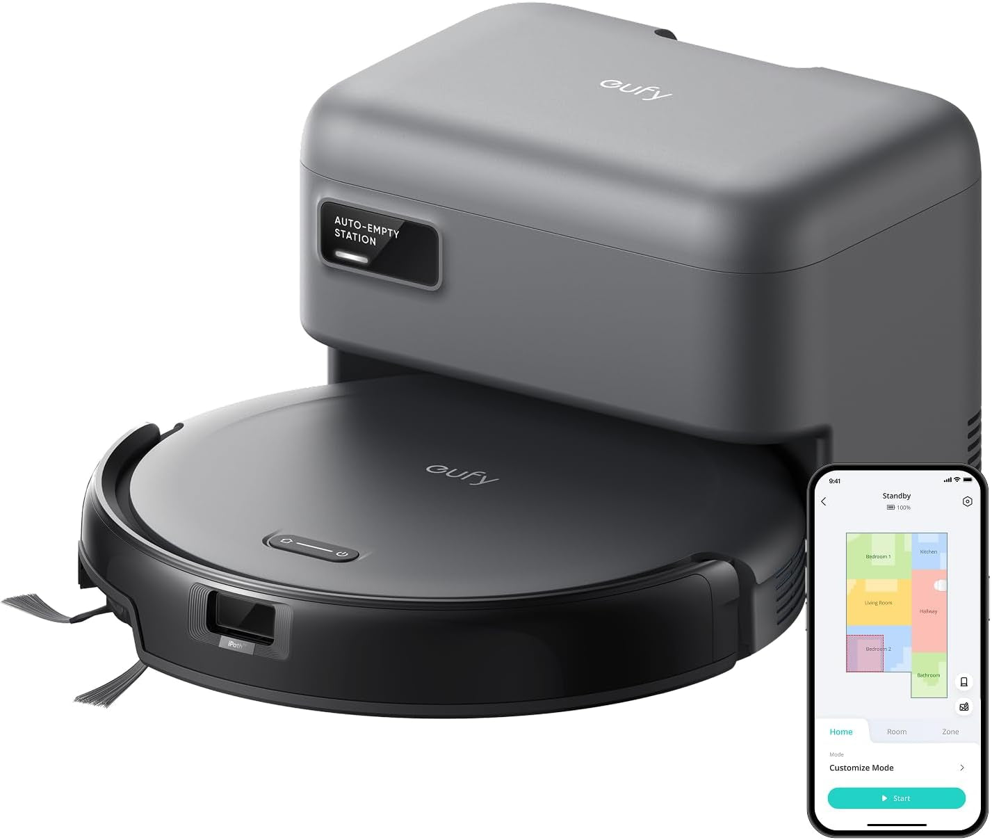 C10 Robot Vacuum Self Emptying, 8 Weeks Hands Free, Advanced Smart Mapping with Lidar Navigation, 2.85-Inch Slim Design, Powerful Suction, Edge Expansion Brush for Pet Hair, Carpet Detection