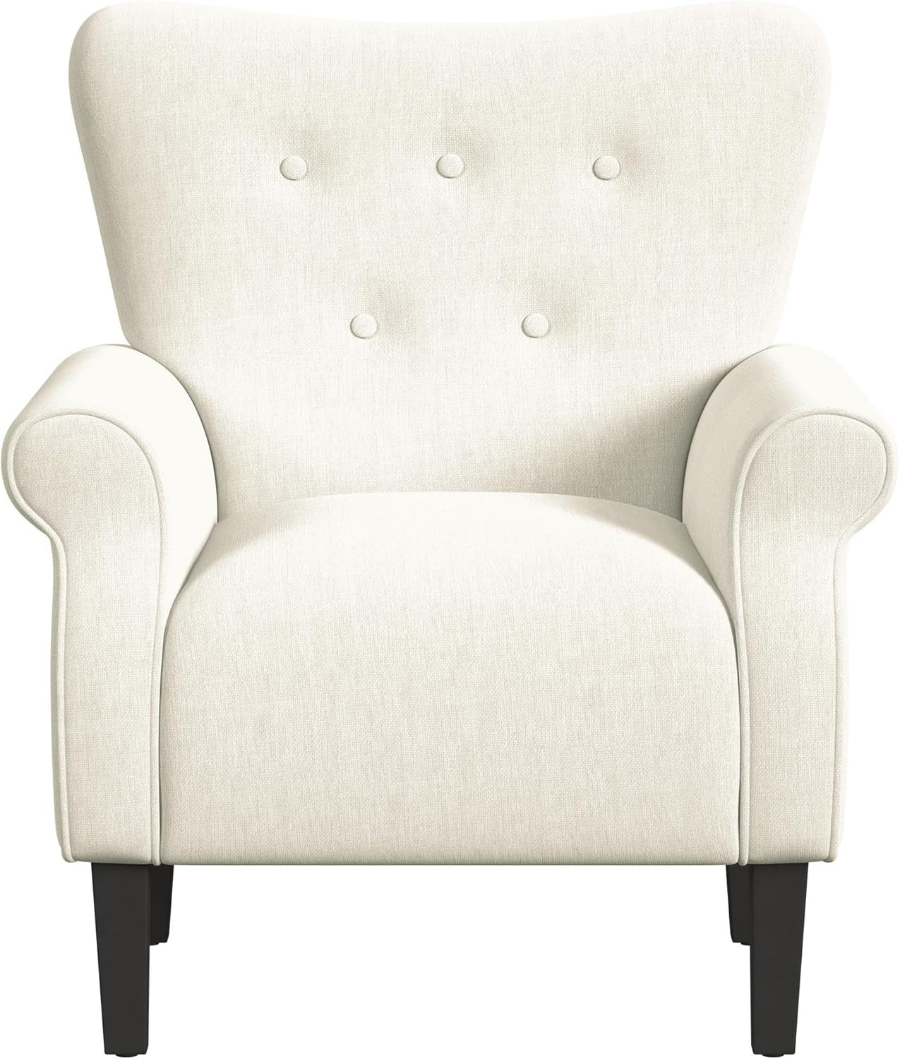 Home Decor | Upholstered Rolled Arm Accent Chair | Accent Chairs for Living Room & Bedroom | Decorative Home Furniture - Cream Solid Woven