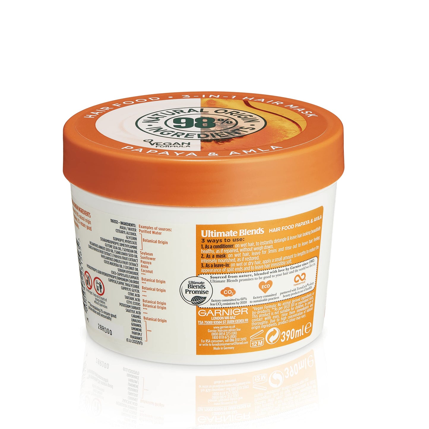 Garnier Ultimate Blends Hair Food Papaya 3-in-1 Damaged Hair Mask Treatment 390ml