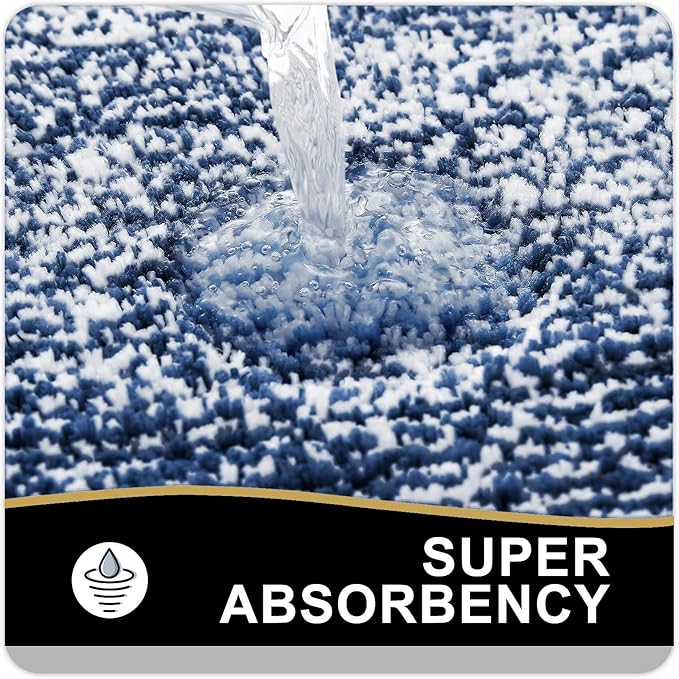 OLANLY Bathroom Rugs 59x24, Extra Soft and Absorbent Microfiber Bath Mat, Non-Slip, Machine Washable, Quick Dry Shaggy Bath Carpet, Suitable for Bathroom Floor, Tub, Shower (Long, Navy)