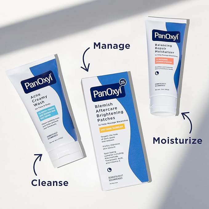PanOxyl PM Balancing Repair Moisturizer with Niacinamide, Ceramides and Cica, Hydrating Face Moisturizer, Acne Prone Skin and Dry Skin, Non-Comedogenic Night Face Moisturizer, 3 oz (Pack of 2)