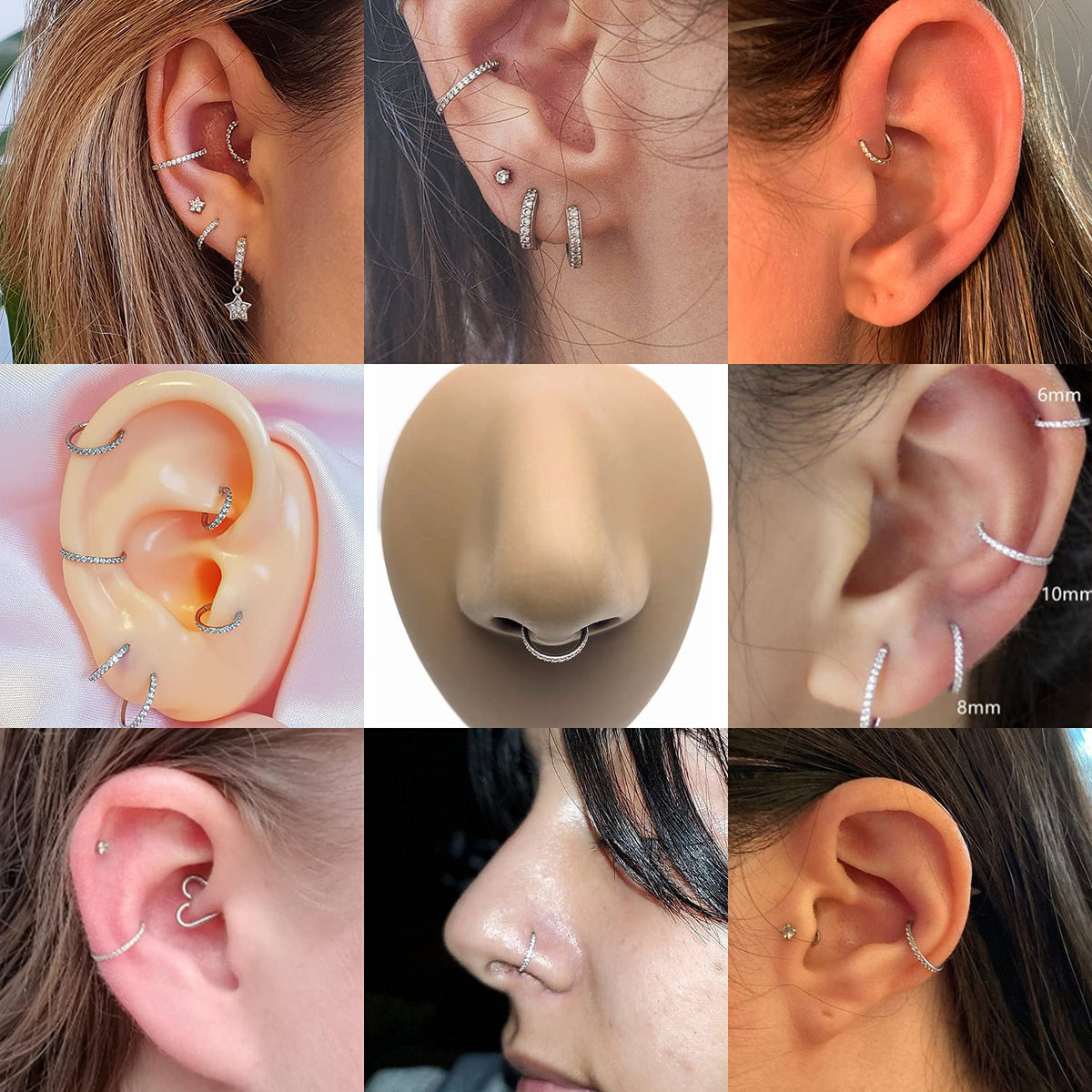 FUNLMO 14g Cartilage Earring Hoop Nose Rings Hoop Nose Ring Septum Ring Helix Daith Tragus Rook Earrings Lip Rings Nose Daith Co