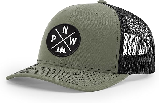Pacific Northwest Baseball Snapback Trucker Hats with Leather Patch for Men and Women PNW Gifts Outdoor Camping Hiking Cap