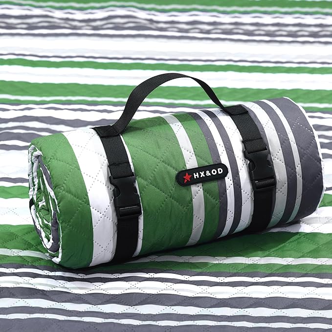 HX&OD Extra Large Picnic Blanket Outdoor 80”x80” Waterproof Picnic Mat Foldable 3-Layer Camping Blanket Portable with Carr...