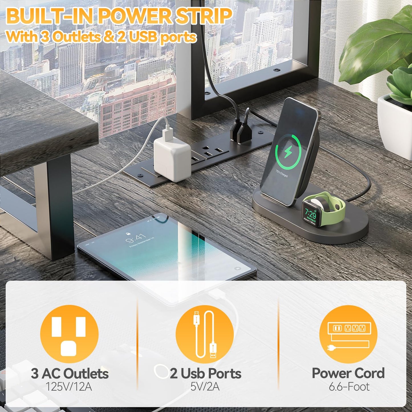 Aheaplus Small L Shaped Gaming Desk with LED Lights & Power Outlets, Reversible L-Shaped Computer Desk with Monitor Stand & Storage Shelf, Corner Desks Home Office Desk with Storage Bag, Grey Oak