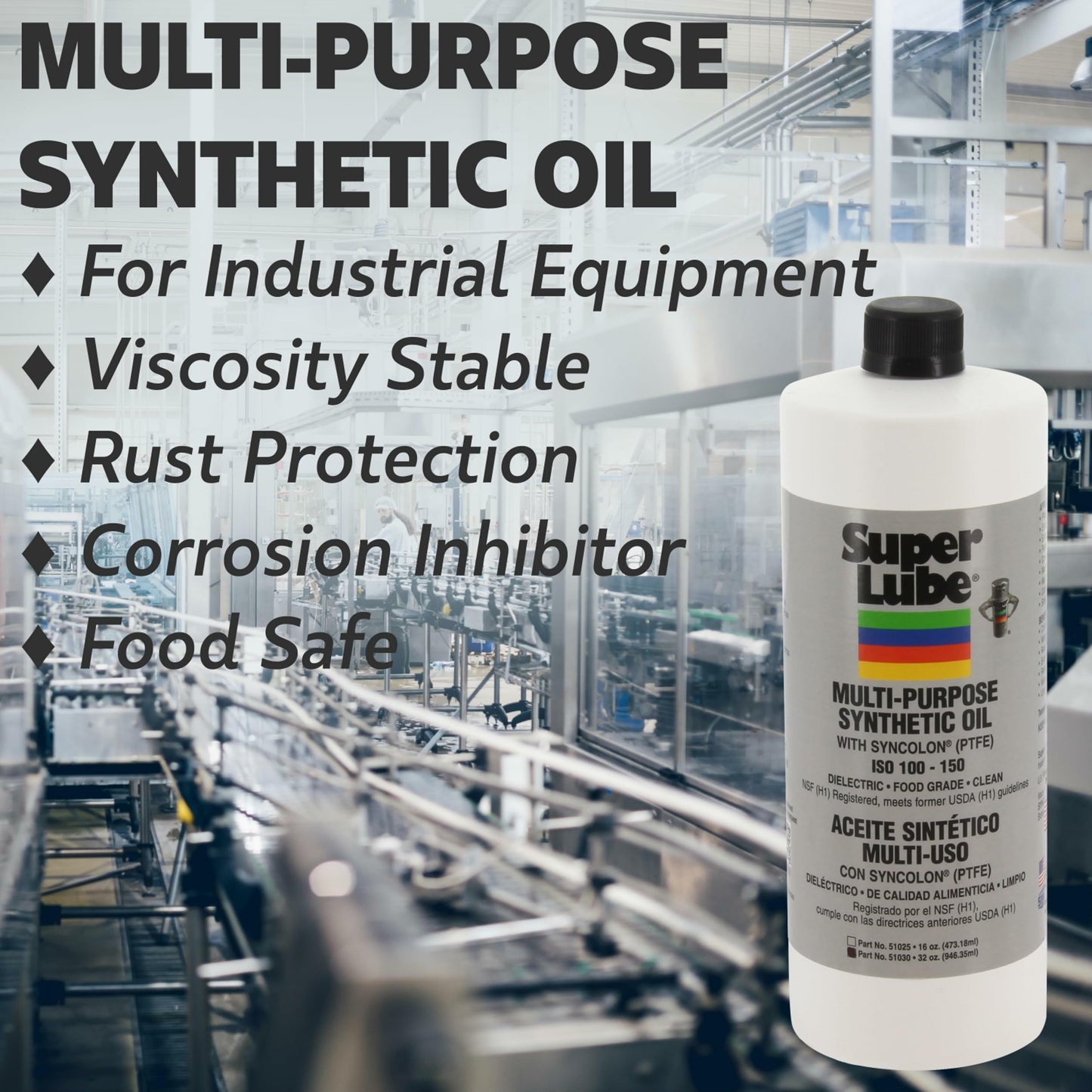 Super Lube Multi-Purpose Synthetic Oil w/Syncolon - Waterproof - NSF Rated - Industrial Grade - 3D Printer, Tool & Maintenance Use - Translucent White - Bottle - 4 oz (51004)