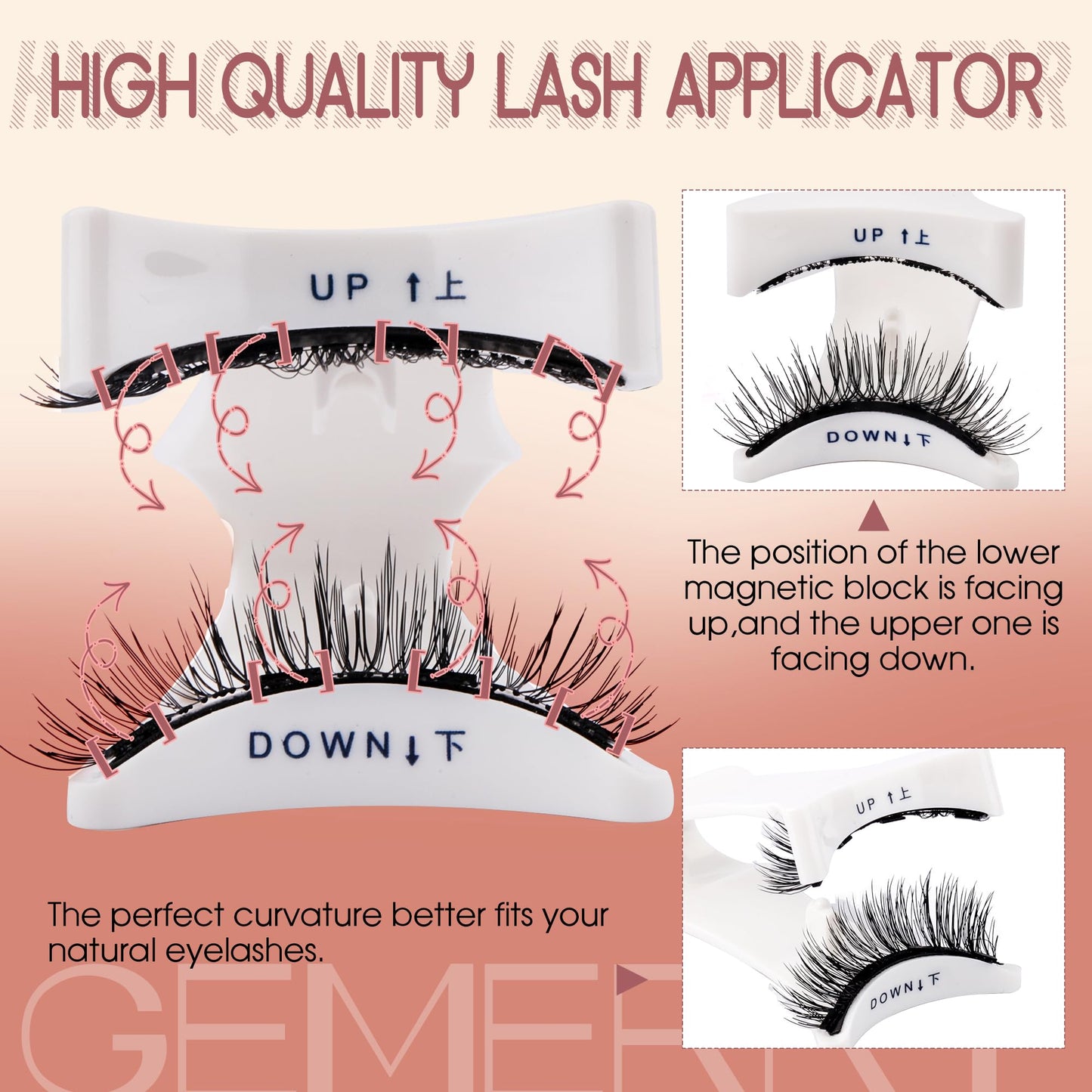 GEMERRY Magnetic Eyelashes with Applicator Soft Reusable Magnetic Lashes Fluffy Look No Glue Needed Lash Kit DIY at Home