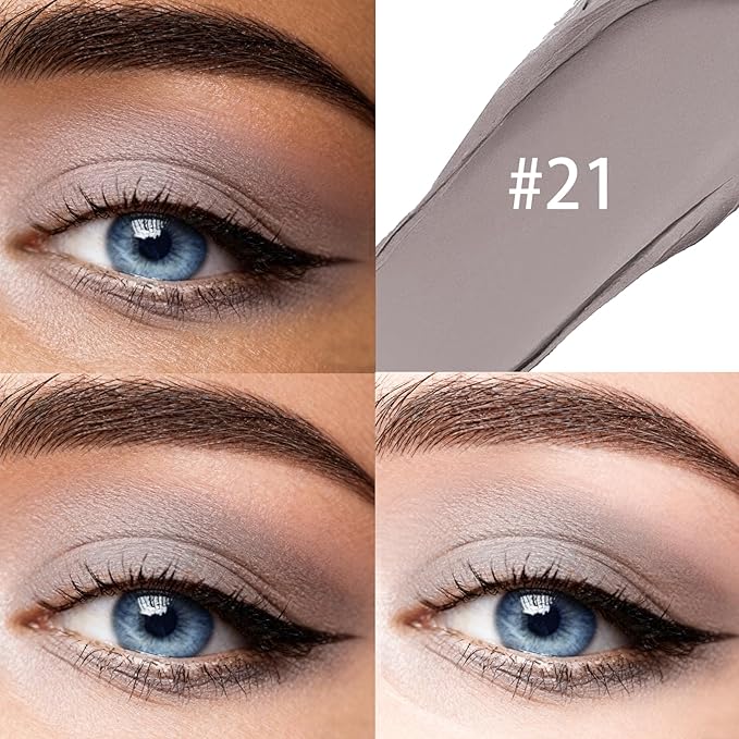 Matte Cream Eyeshadow Stick, Waterproof Eye Shadow Stick, Long-Lasting and Blendable High Pigmented Single Eyeliner Makeup for Women, 21 Gray Brown