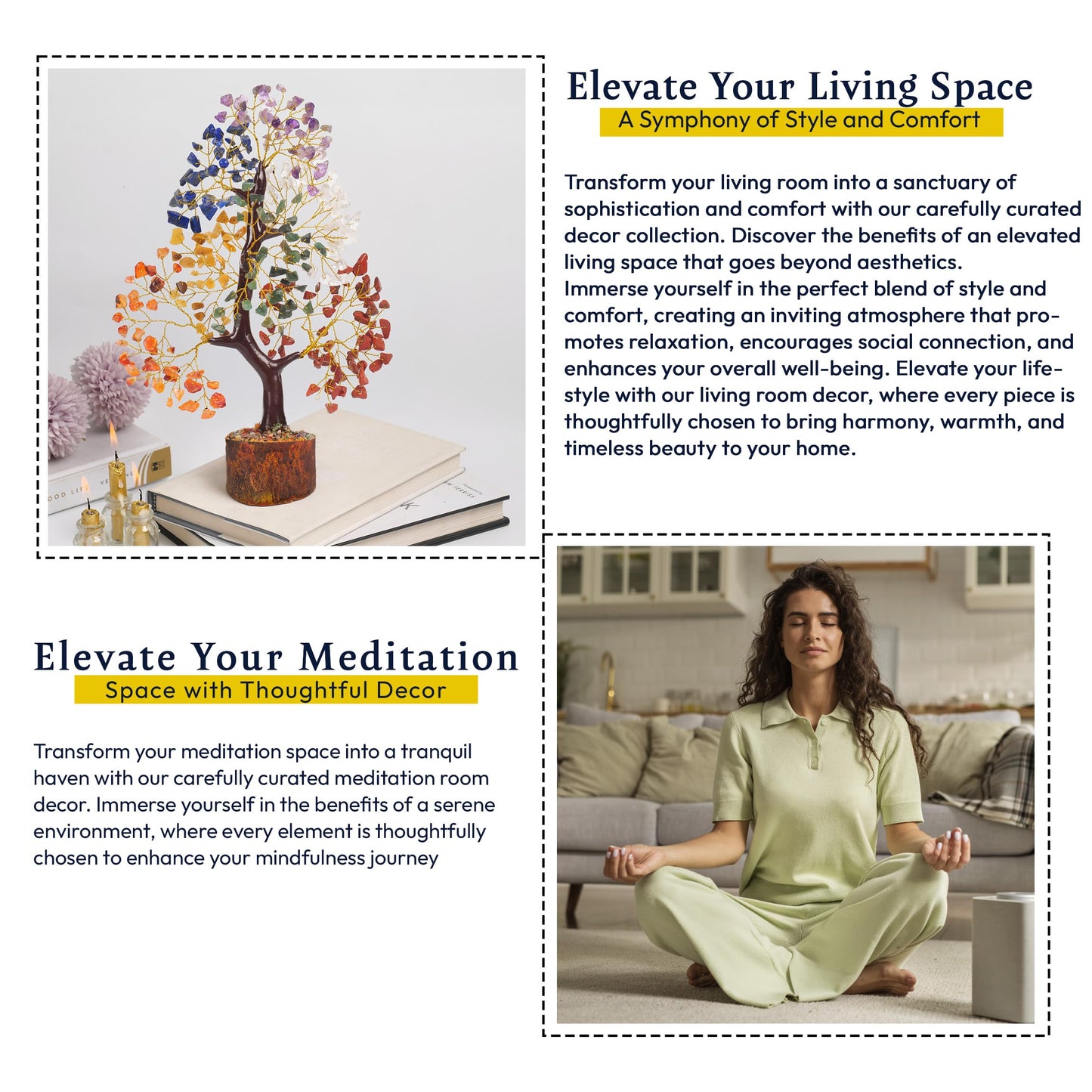YATSKIA Chakra Crystal Tree - Handmade Healing Crystal Trees with 7 Chakra Stones - Decorative Tree of Life for Meditation, Feng Shui, and Home Decor - Unique Birthday Gifts for Women