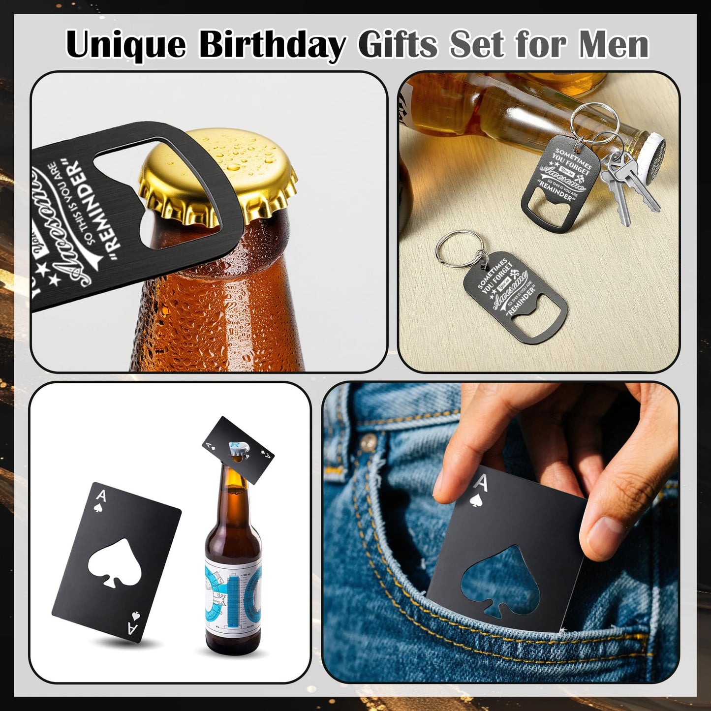 Gift Baskets for Men Dad Husband Boyfriend, Unique Birthday Gifts for Mens Him Who Have Everything, Funny Grandpa Uncle Father Brother Teacher Man Black Christmas Anniversary Tumbler Set Ideas