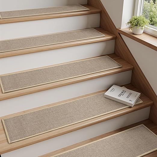 PADOOR Stair-Treads Non Slip 1PC, Stair Treads for Wooden Steps Rubber Backing Indoor, Carpet Stair Treads Residue Free, Stair Runner Durable Stair-Carpet Treads for Kids and Dogs 8"x30" Beige