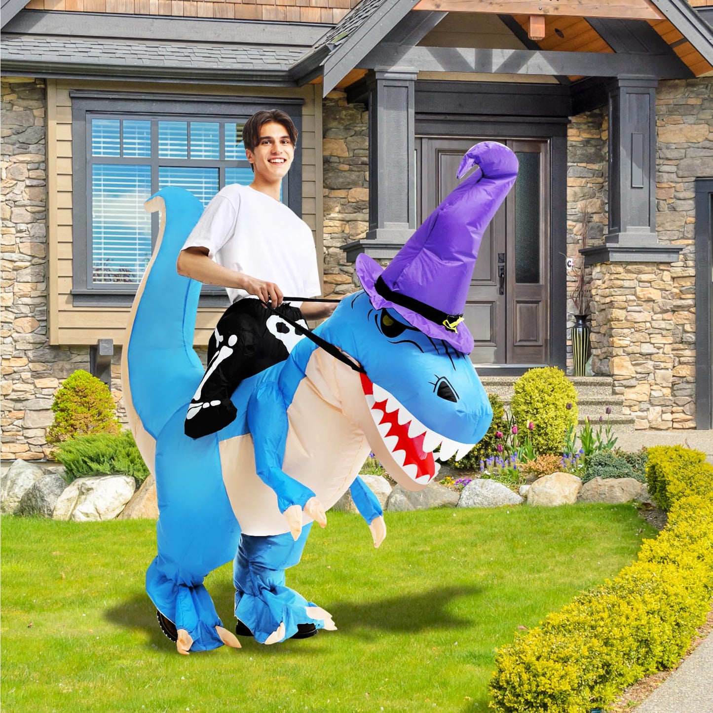 Max Fun Dinosaur Costume Adult - Inflatable Dinosaur Halloween Costume for Man Women | Fun Blow Up Dino Suit for Halloween Party Cosplay