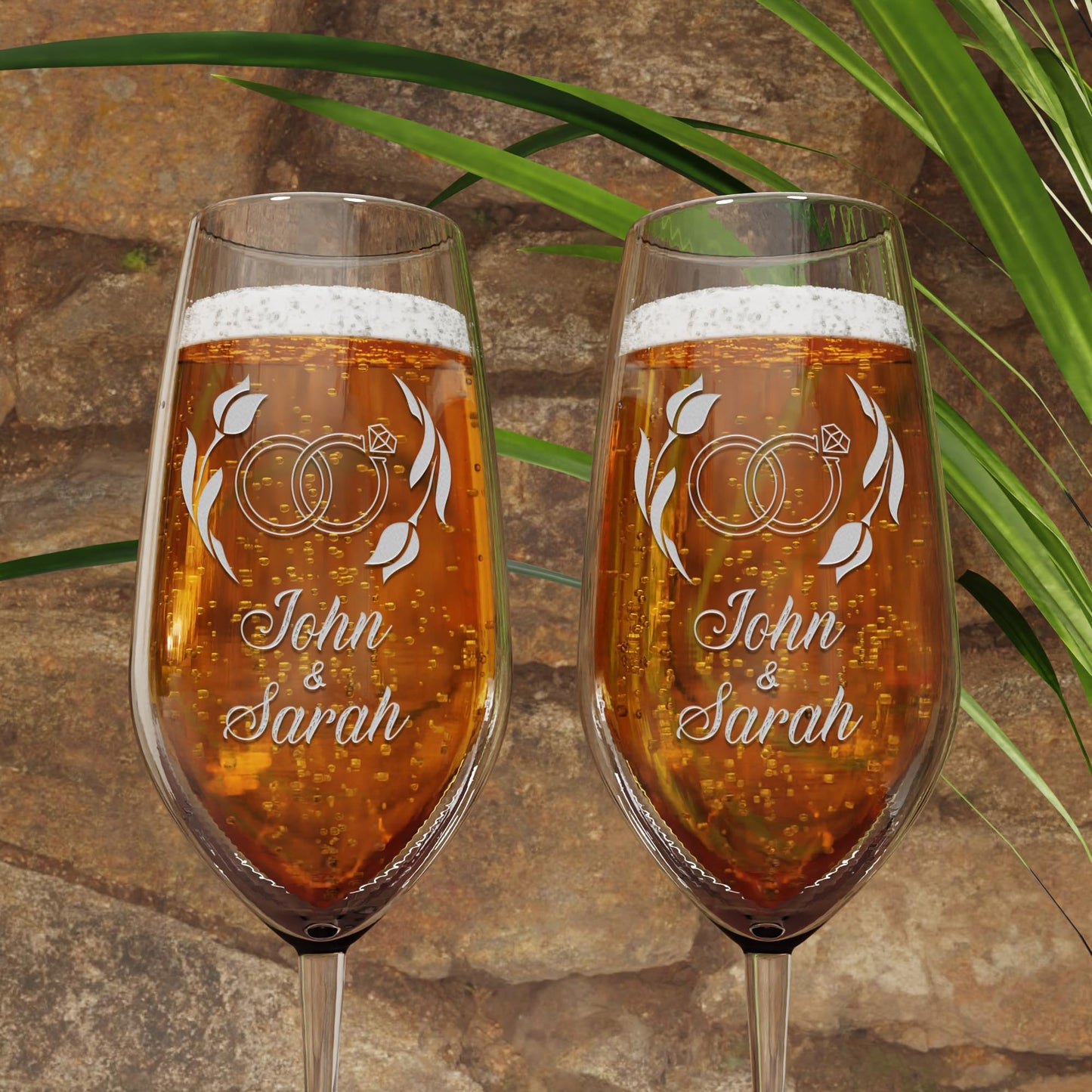 Personalized Champagne Flutes - Set of 2 - Custom Wedding Glasses - Bride & Groom Wedding Gifts for Mr & Mrs - Engagement, Bridal Shower, Anniversary, Gift for Couple - Valentines Day Gift - 6 Designs