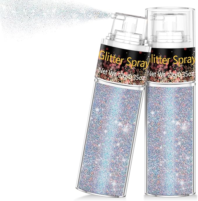 Hair and Body Glitter Spray, 1PC Glint-Rainbow Glitter Hairspray Dry Powder Makeup for Clothes, Festival Rave Prom Loose S...