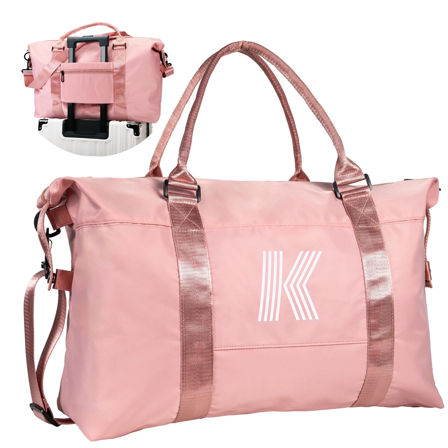 Vogewood Birthday Gifts for Girl 5 6 7 8 9 10 11 12 13 14 15 16 Year Old, Granddaughter Gift, Travel Duffel Bag, Personalized Kids Weekender Bag, Presents for Teenage Daughter Gift (Letter K)