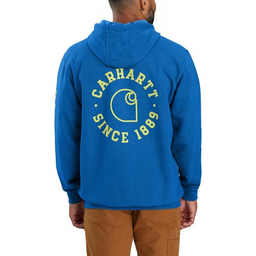Carhartt Men's Rain Defender® Loose Fit Midweight 1889 Graphic Sweatshirt, Beacon Blue Heather, Medium