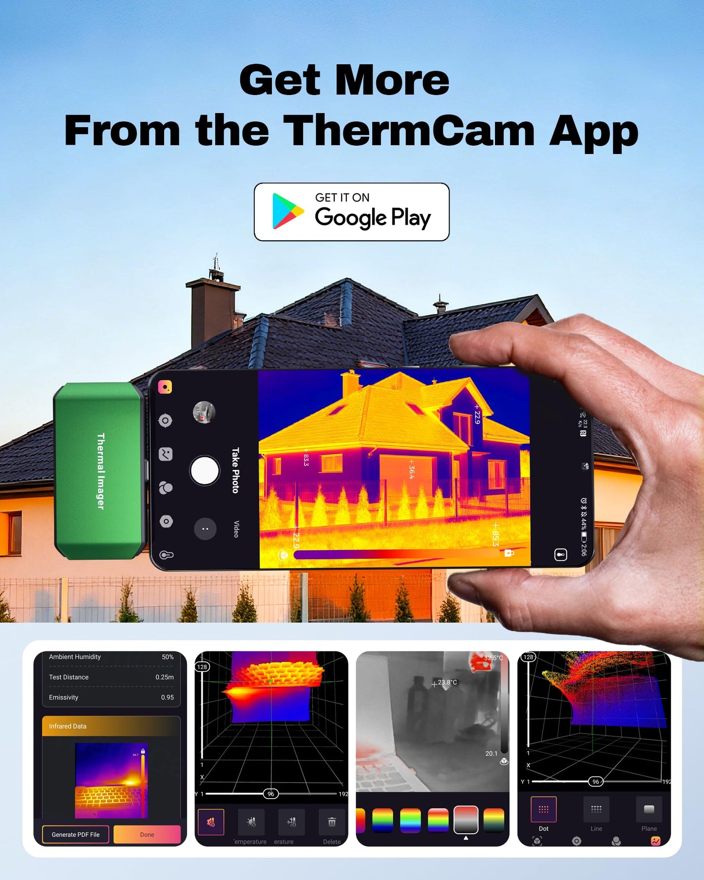 M256 Thermal Camera, 512x384 TISR Resolution Thermal Imager, 256x192 IR Resolution, -4°F~842°F Temp Range, Thermal Imaging Camera for Android Smartphones and PC(Green)
