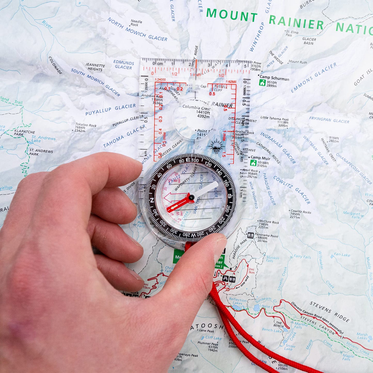 Sun Company Promap Compass - Ultra Lightweight Baseplate Map Compass With Declination Scale - Accurate Orienteering Base Plate C