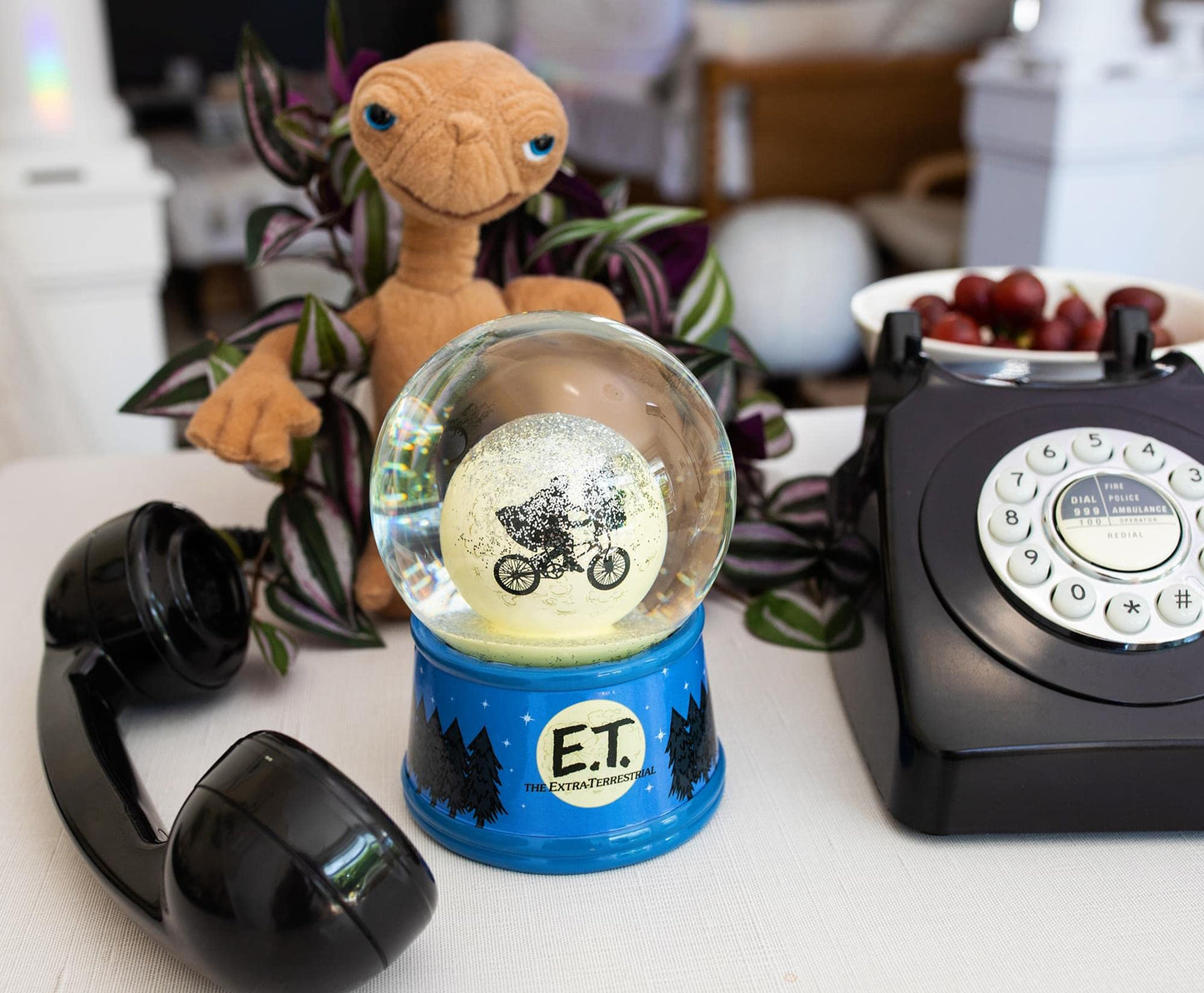 E.T. The Extra-Terrestrial Bike Moon 6-Inch Snow Globe with Swirling Glitter Display Piece