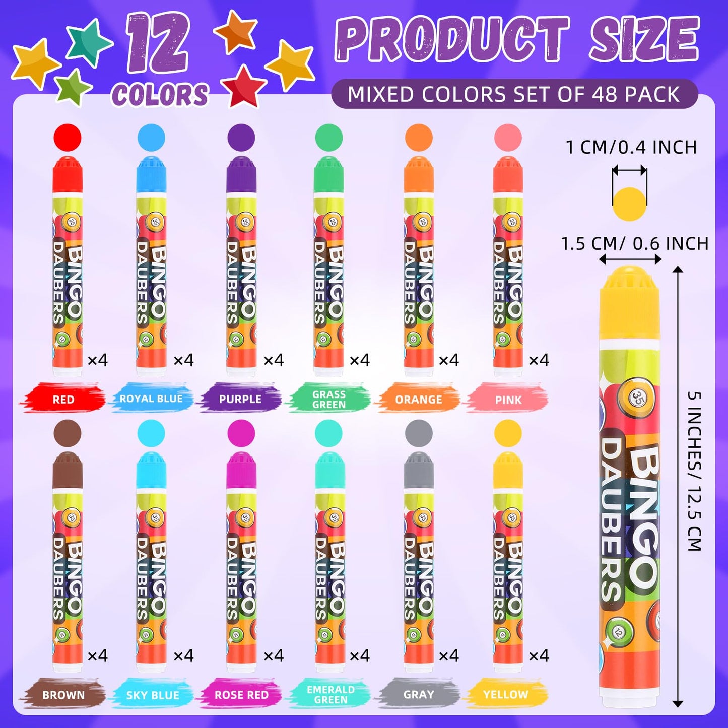Crtiin 148 Pack Bingo Game Cards and Dot Daubers Set Includes 100 Bingo Cards and 48 Dot Markers Supplies Calling Card Set for Large Groups, Parties, Family Gathering Activity, Game Night