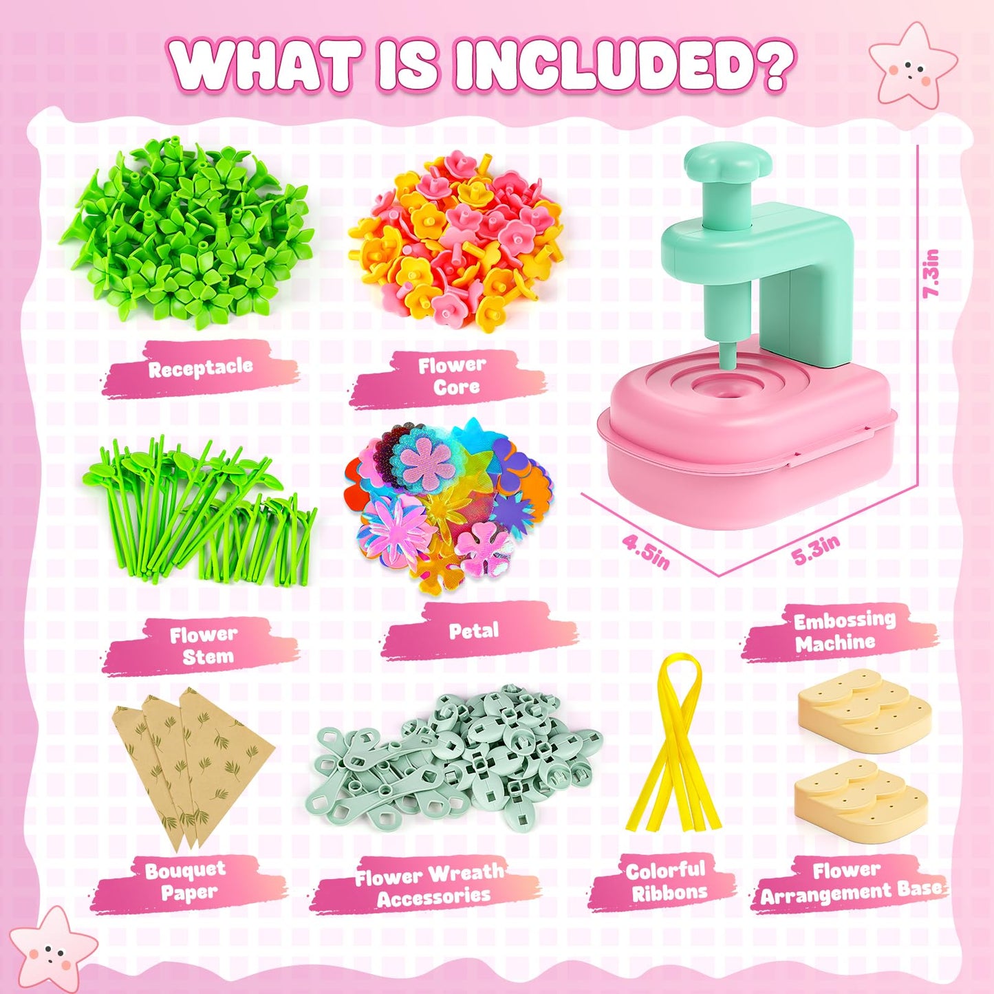 beefunni Flower Bouquet Craft Kits, DIY Arts and Crafts for Kids 4-6-8, Upgrade Wreaths & Colorful Flowers Toys for 4 5 6 7 8+Year Old Girl Birthday Gifts Ideas,Toddler Creative Educational Activities