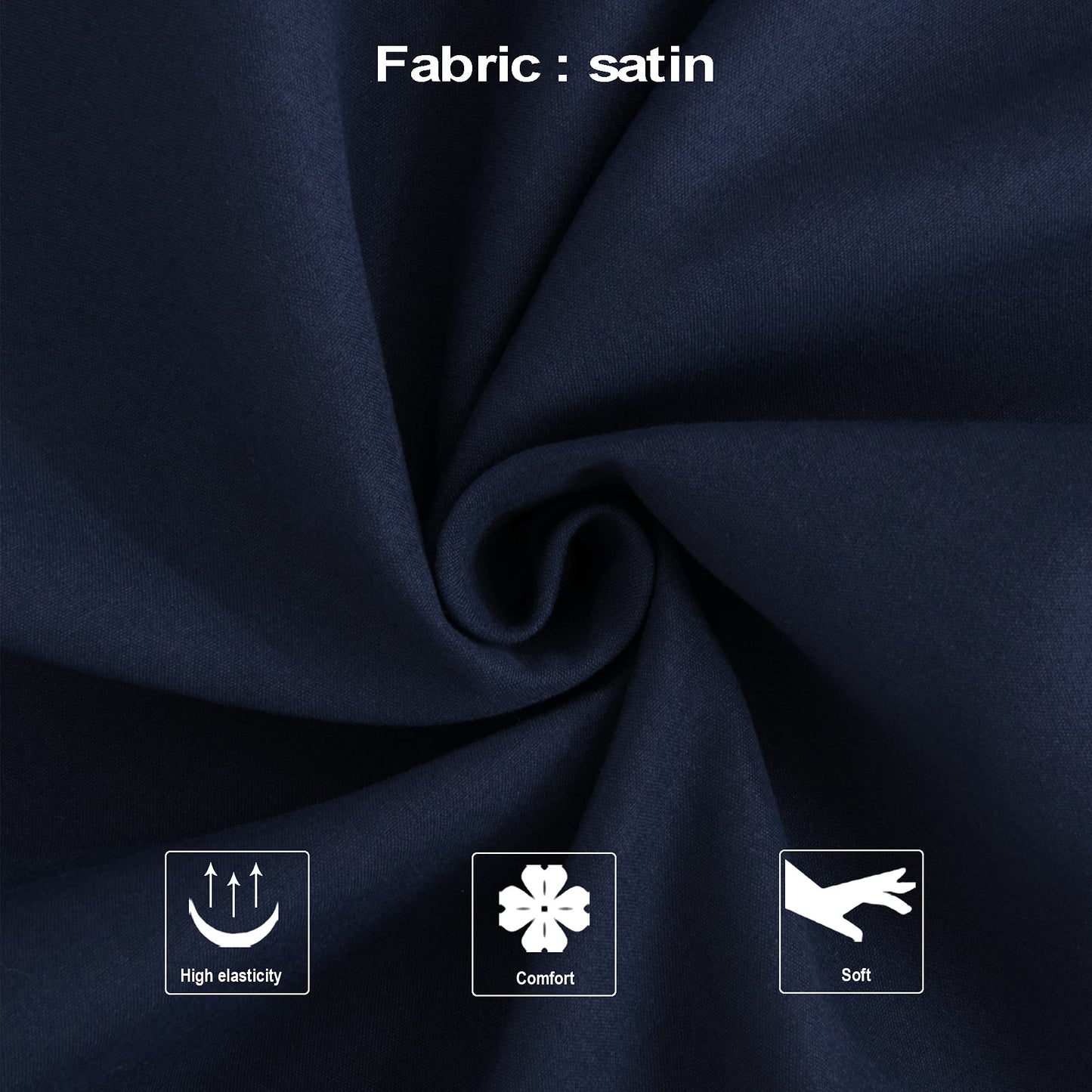 NTBAY Zippered Satin Body Pillow Pillowcase, Silky Slip Cooling Body Pillow Cover, Long Side Hidden Zipper, 20x54 Inches, Navy Blue